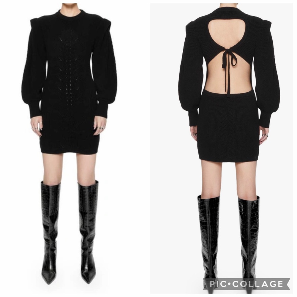Rebecca Minkoff‎ Open-Back Knit Mini Dress with Puff Sleeves NWOT